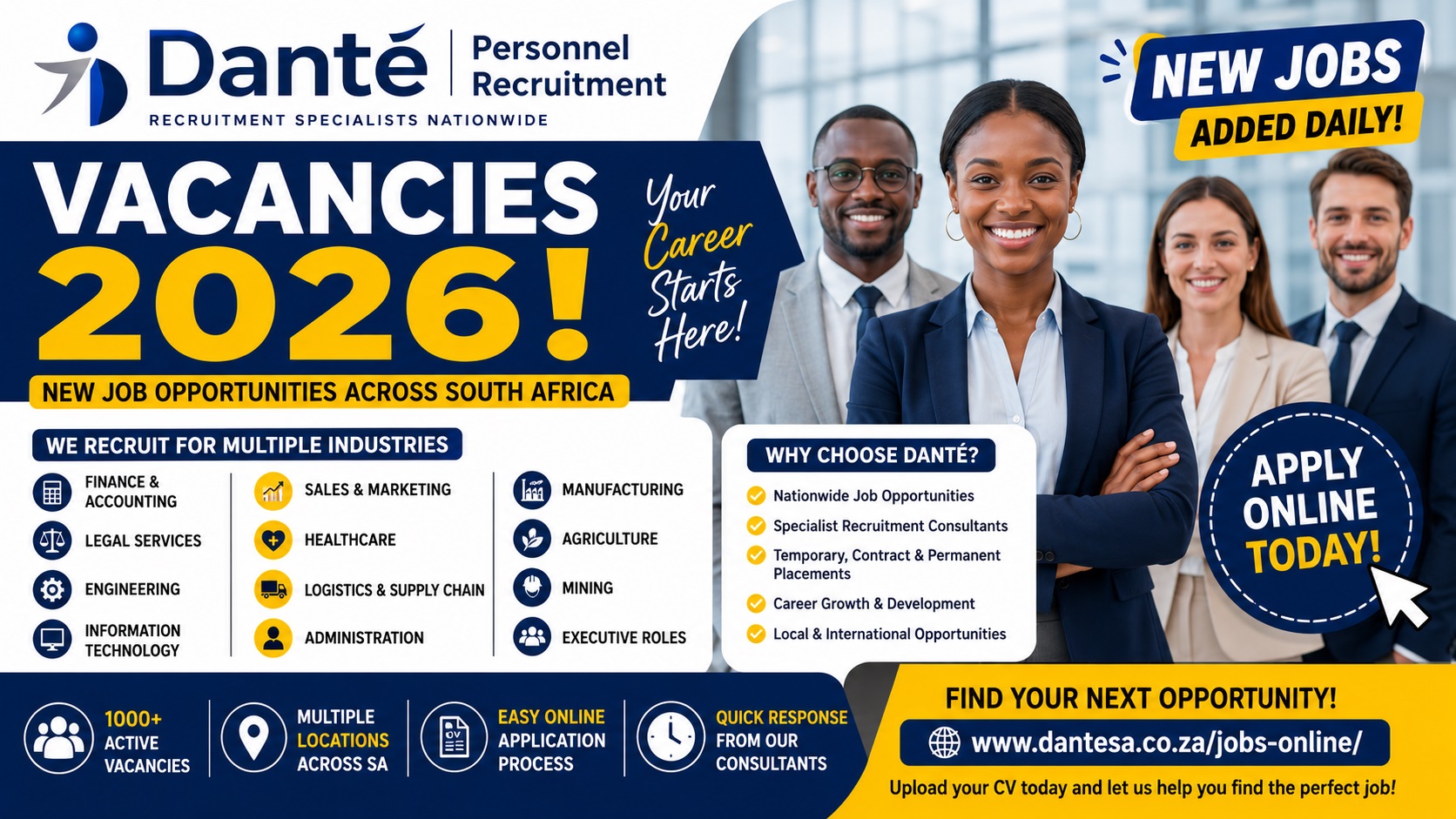 Dante Personnel Recruitment Vacancies 2026